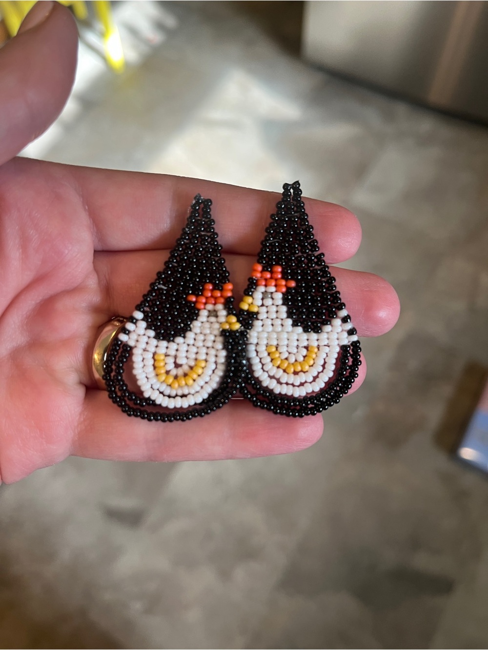 Handmade Beaded Teardrop Chicken Earrings